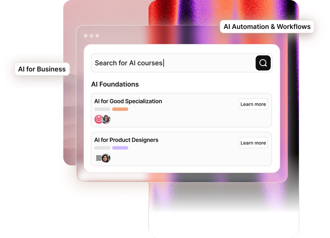 AI course search with specialization categories