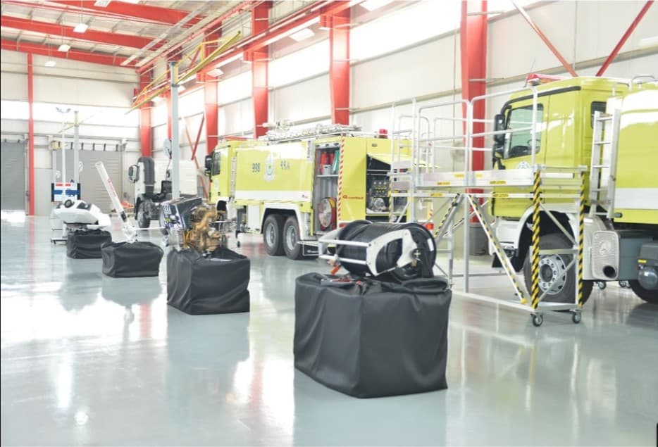 Completed factory complex — Rosenbauer Fire Truck Factory, KAEC, Saudi Arabia. Delivered by OCC Weavers.