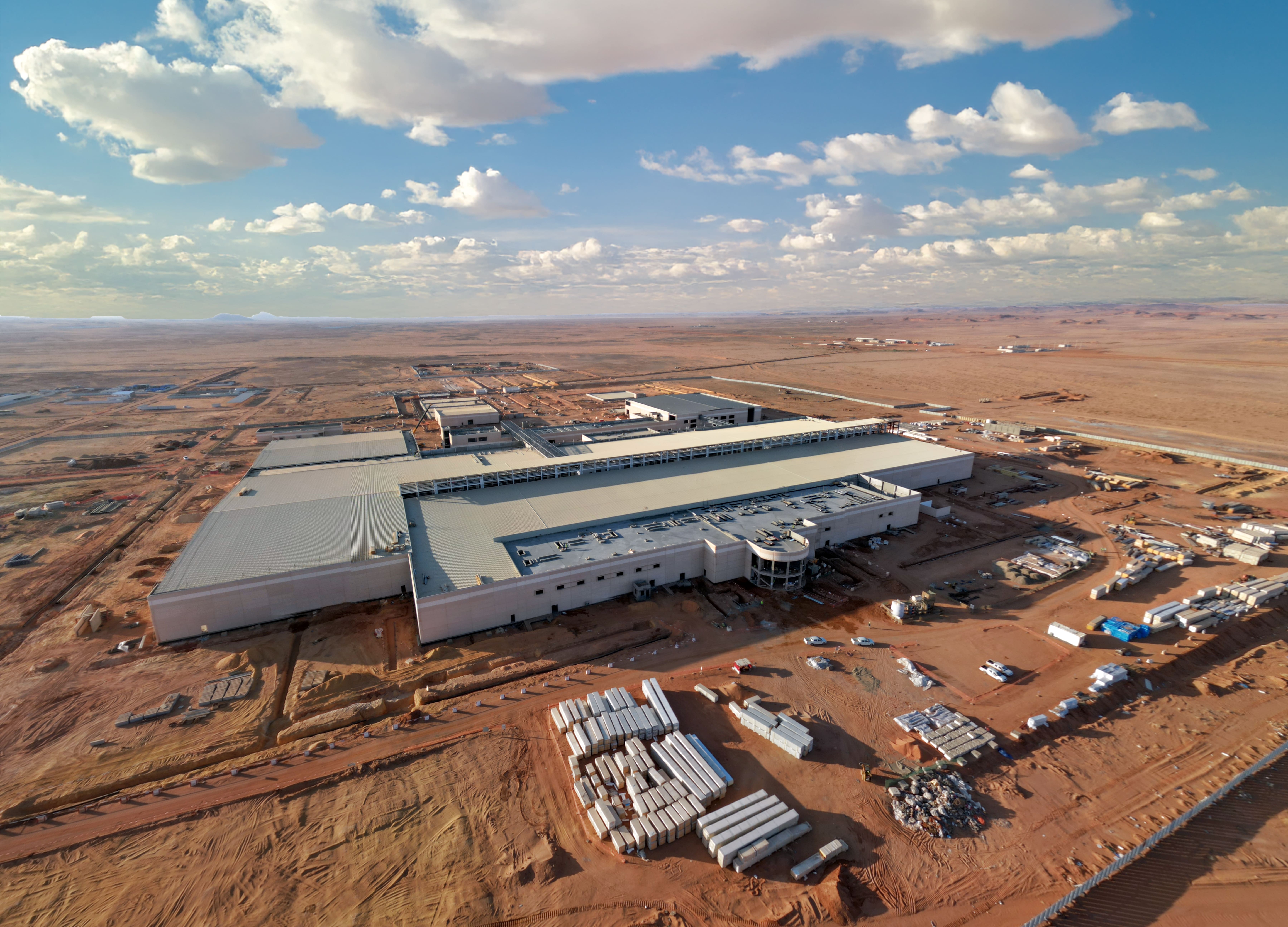 Poultry processing plant exterior — PPP4 bird processing facility, Hail Area, Saudi Arabia. Delivered by OCC Weavers for Al Marai.