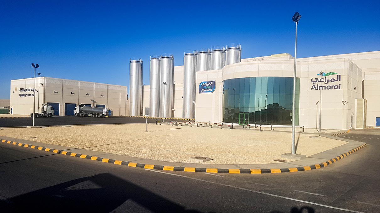Structural and civil works in progress — Al Marai Central Processing Plant 3, Al Kharj, Saudi Arabia. Delivered by OCC Weavers.