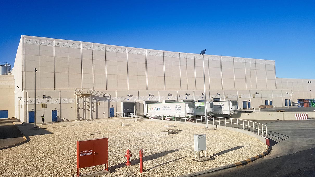 Industrial facility construction — Al Marai Central Processing Plant 3, Al Kharj, Saudi Arabia. Delivered by OCC Weavers.