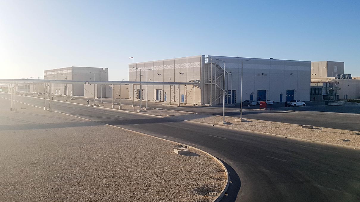 Completed factory complex — Al Marai Central Processing Plant 3, Al Kharj, Saudi Arabia. Delivered by OCC Weavers.
