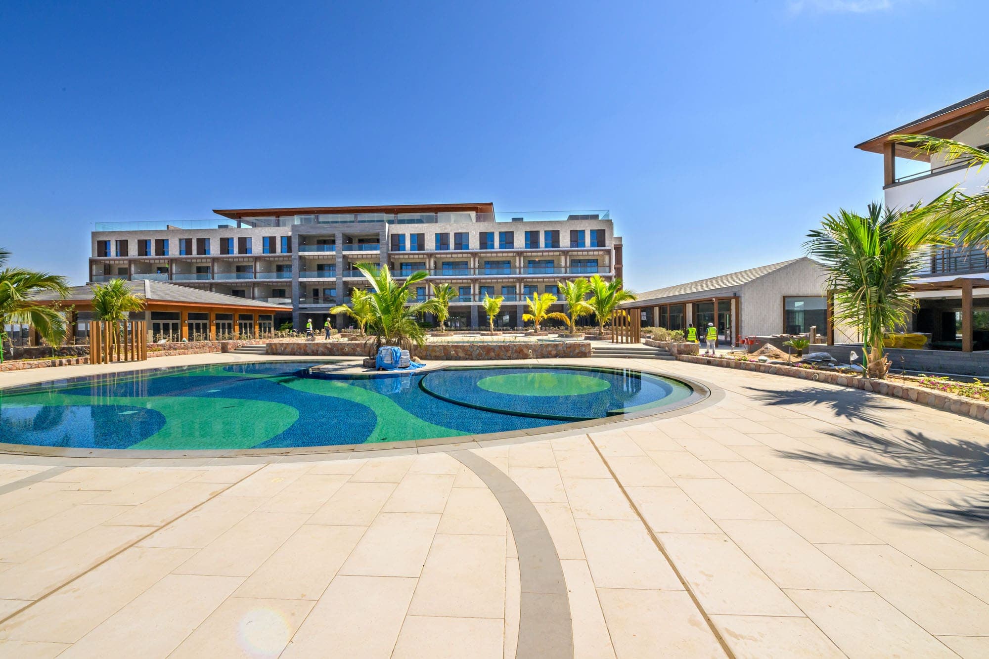 Swimming pools and recreational facilities — Silver Sands Beach Resort, Obhur, Saudi Arabia. Delivered by OCC Weavers.