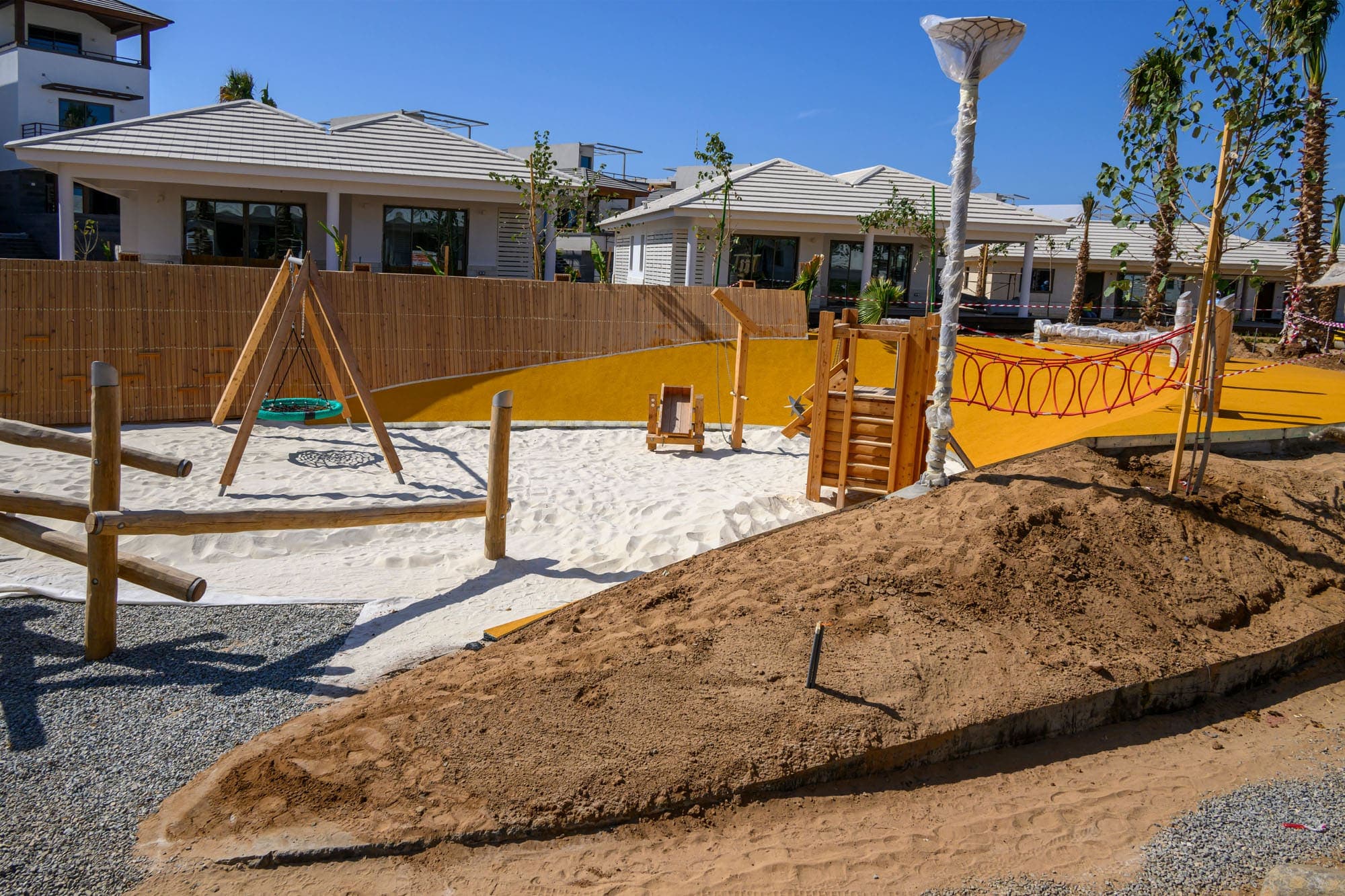 Coastal resort landscape and external works — Silver Sands Beach Resort, Obhur, Saudi Arabia. Delivered by OCC Weavers.
