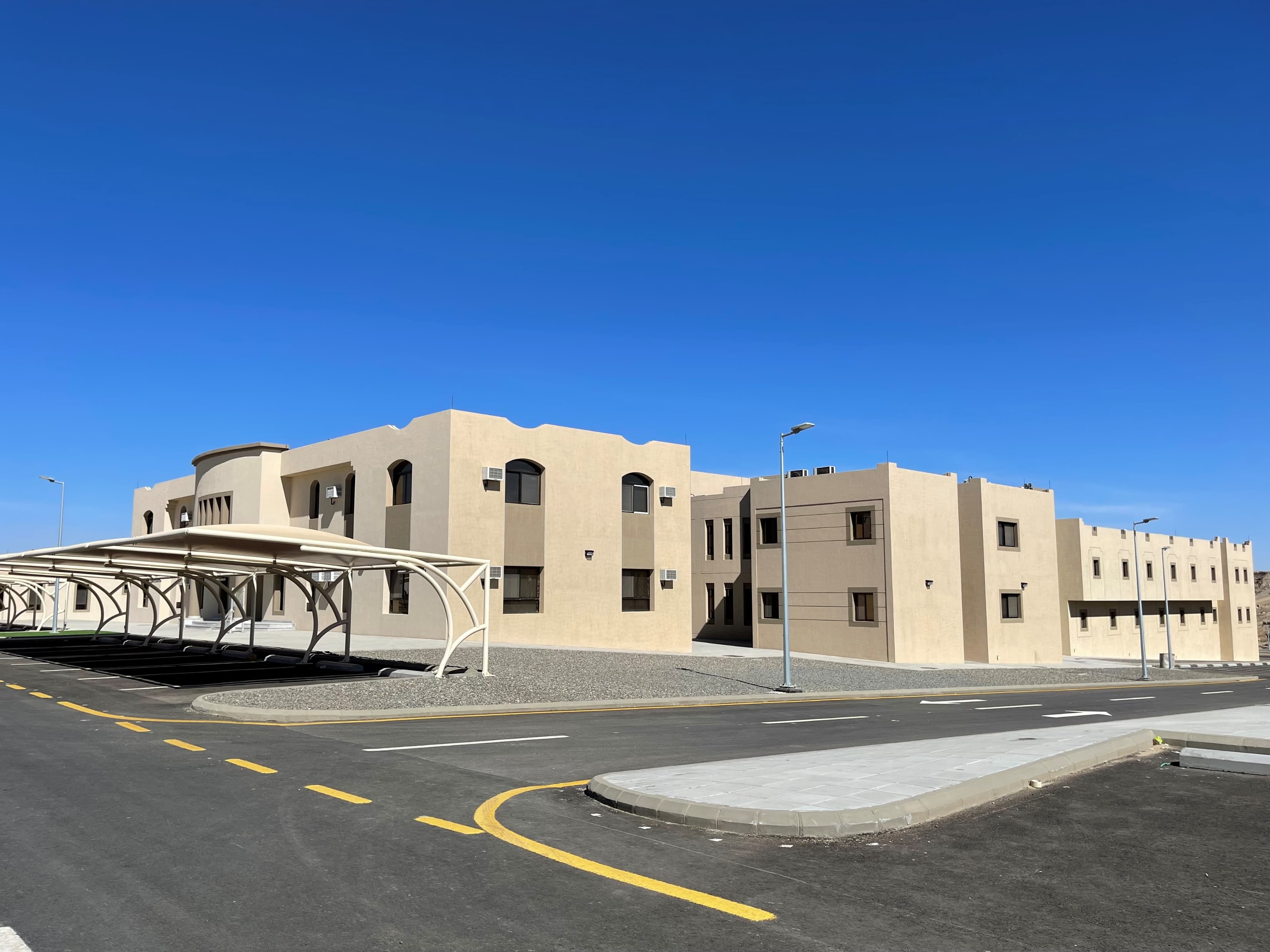 Military administrative buildings under construction — Southern Region, Saudi Arabia. Delivered by OCC Weavers.