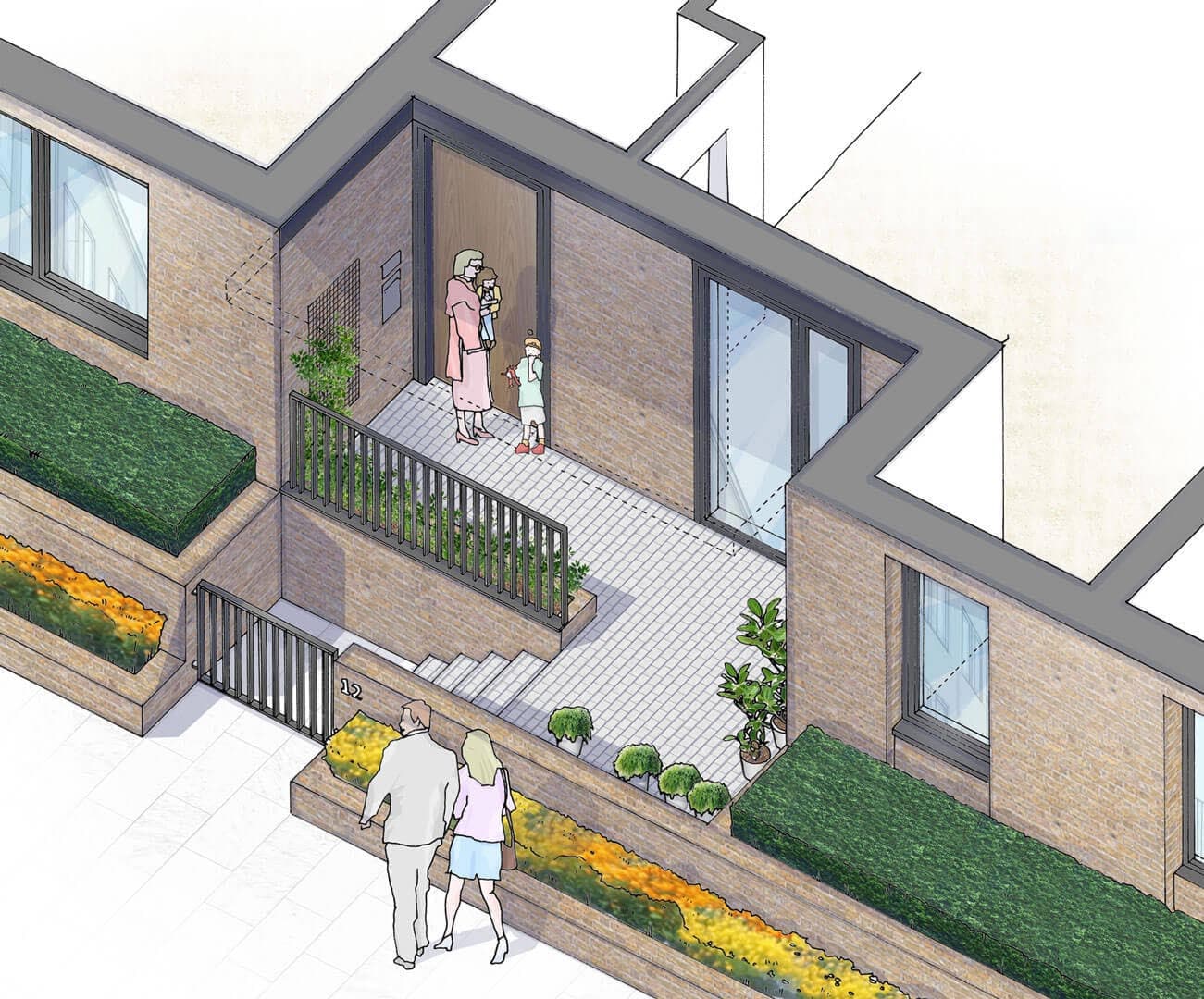 Completed residential complex exterior — Island Point Development, London. Delivered by OCC Weavers.