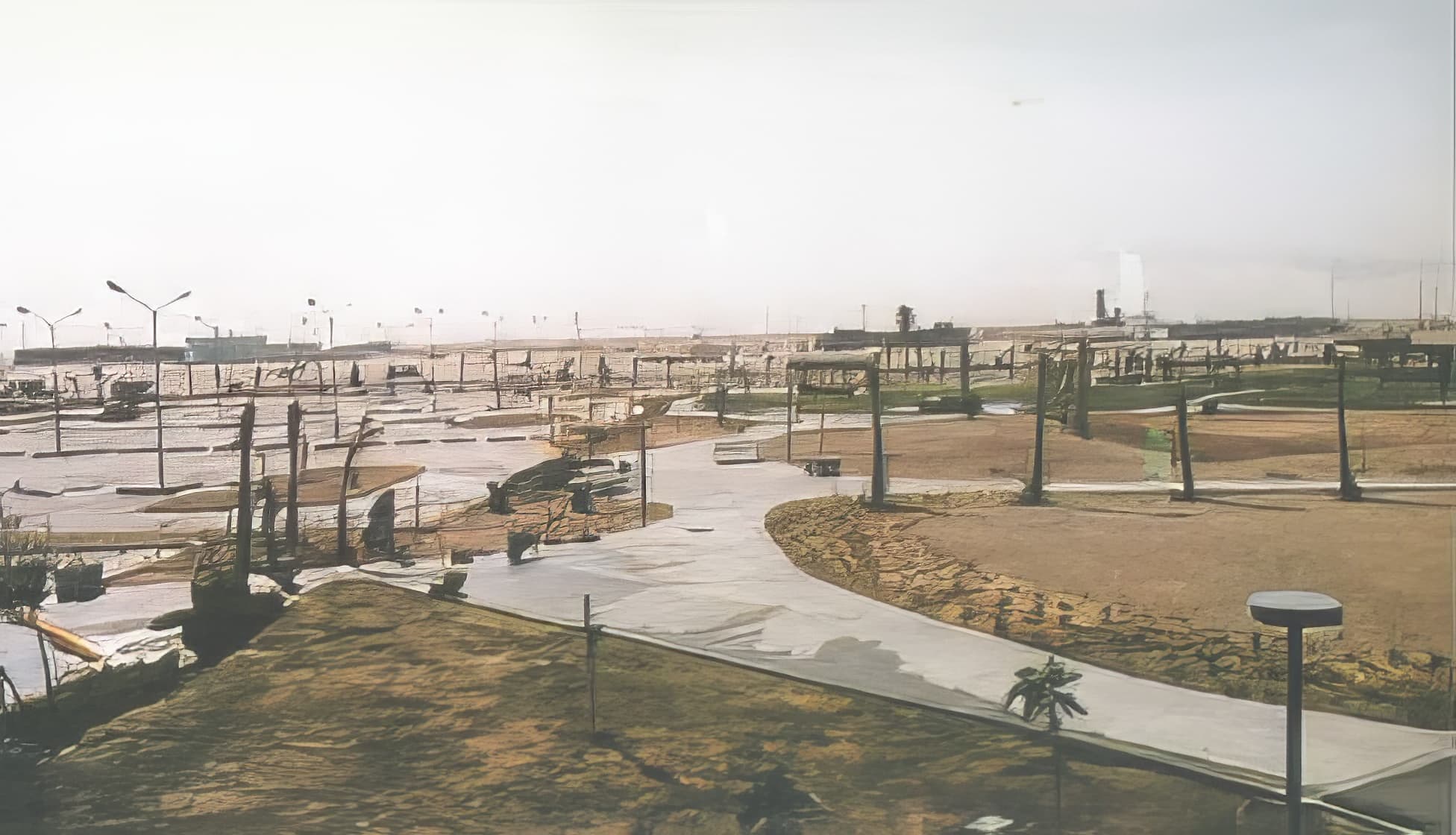 Exterior of Entertainment Center — sports and leisure complex, Jubail Industrial City, Saudi Arabia. Delivered by OCC Weavers.