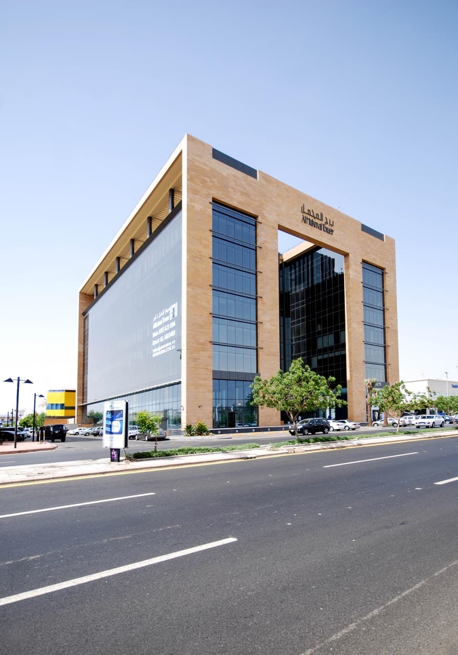 Exterior of Mukhmal II Tower — 26 luxury villas and 10-storey office building, Jeddah, Saudi Arabia. Delivered by OCC Weavers.