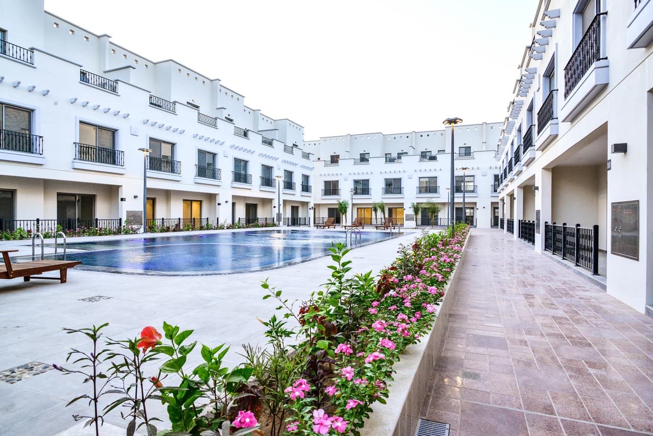 Exterior view of completed Al Mukhmal residential compound — Jeddah, Saudi Arabia. Delivered by OCC Weavers.