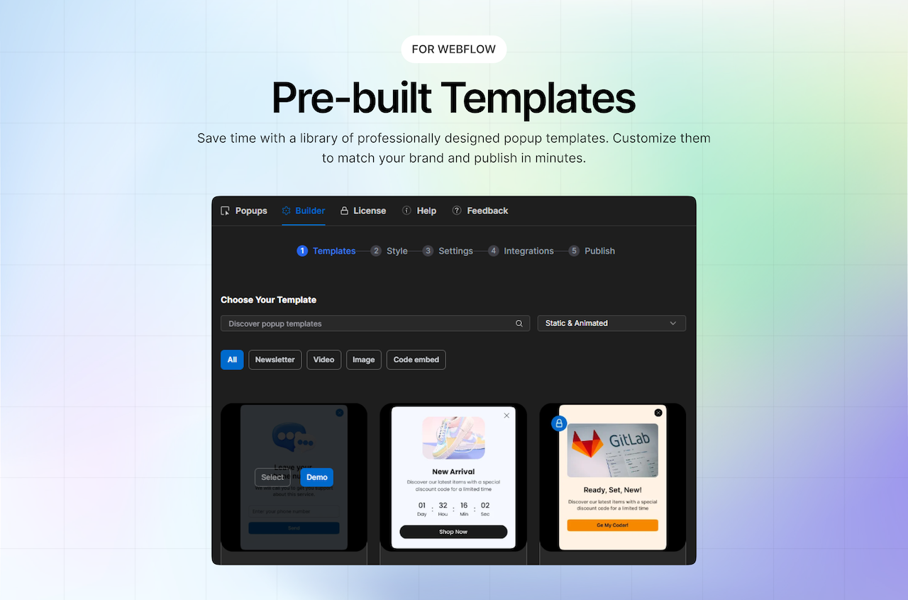 Webflow Popup Builder App Screenshot Two