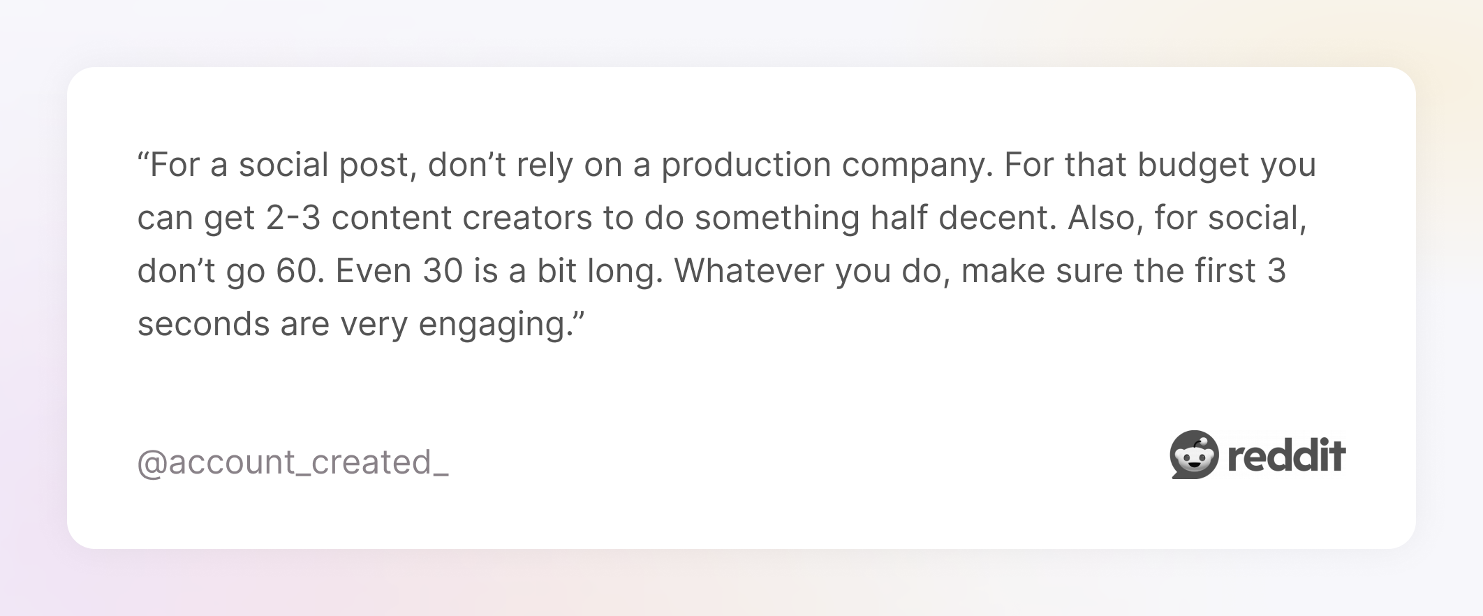 Reddit post about content creators