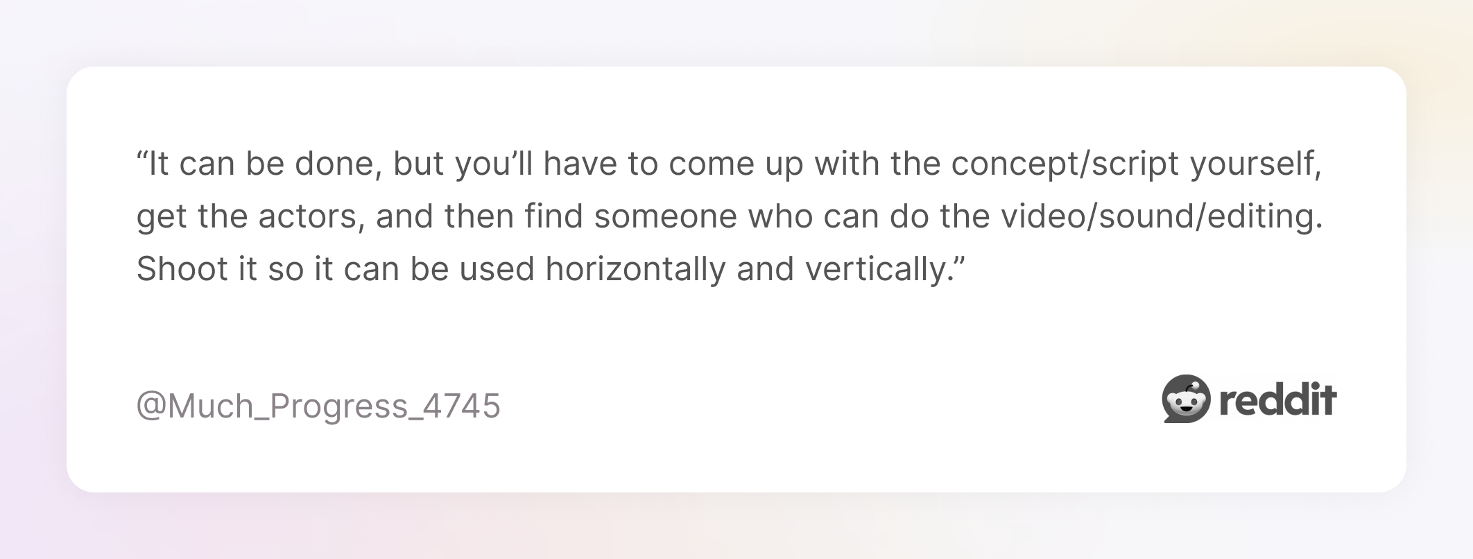 Reddit post about video marketing