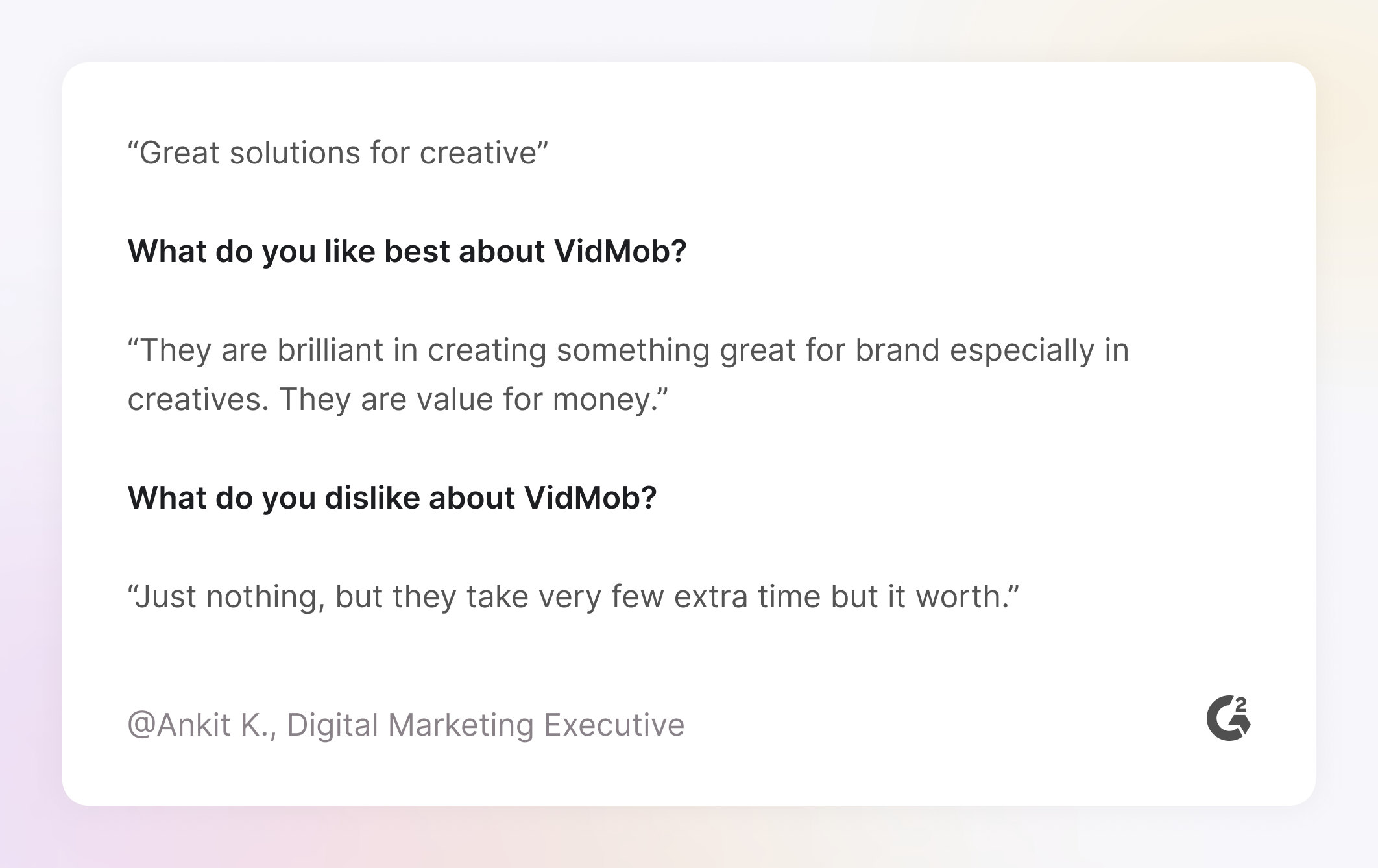 VidMob G2 rating