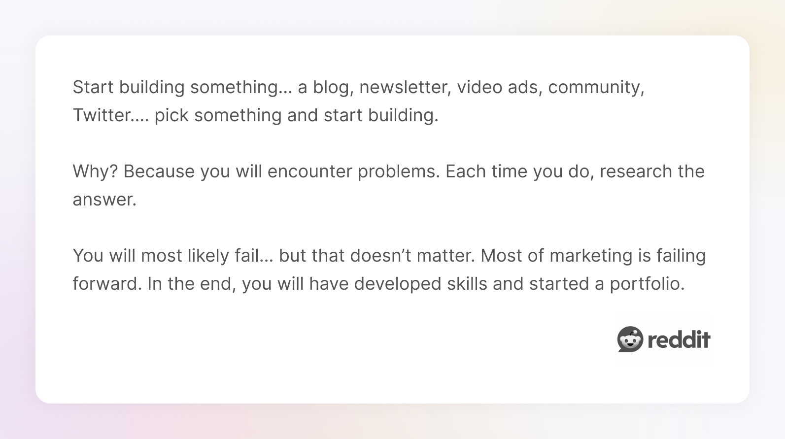 Reddit comment from discussions