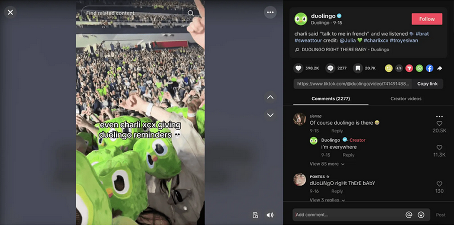 Duolingo's TikTok stategy