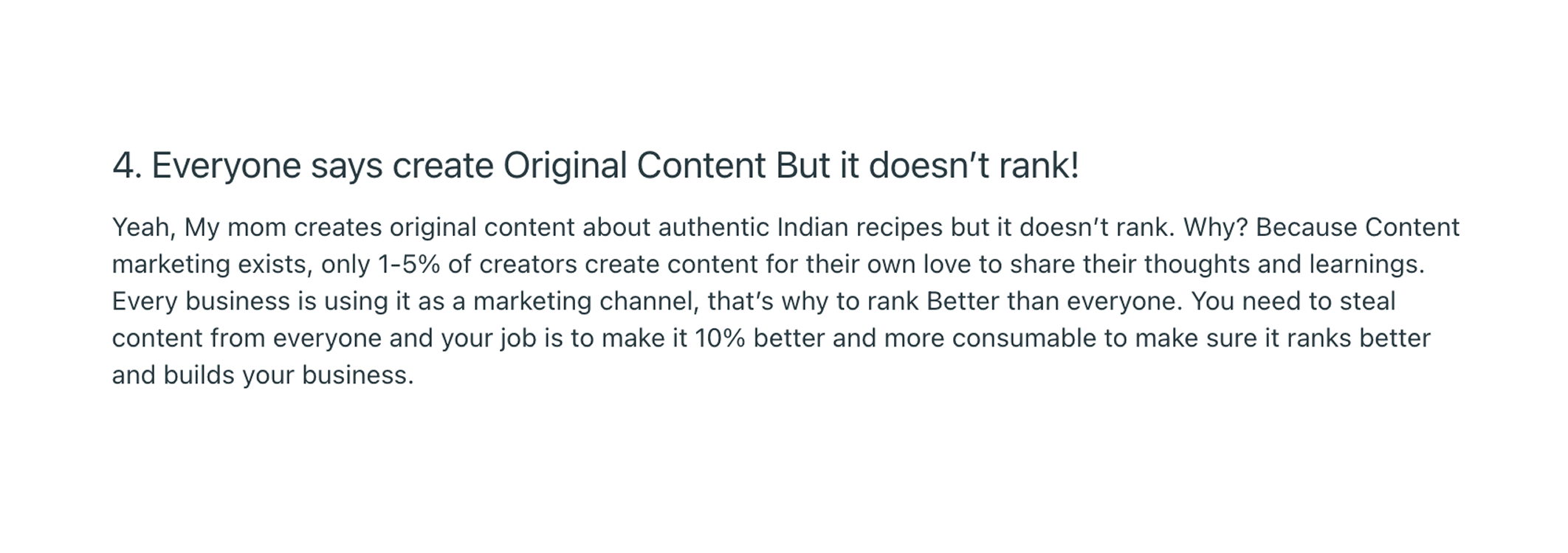 A take from Reddit about Original Content
