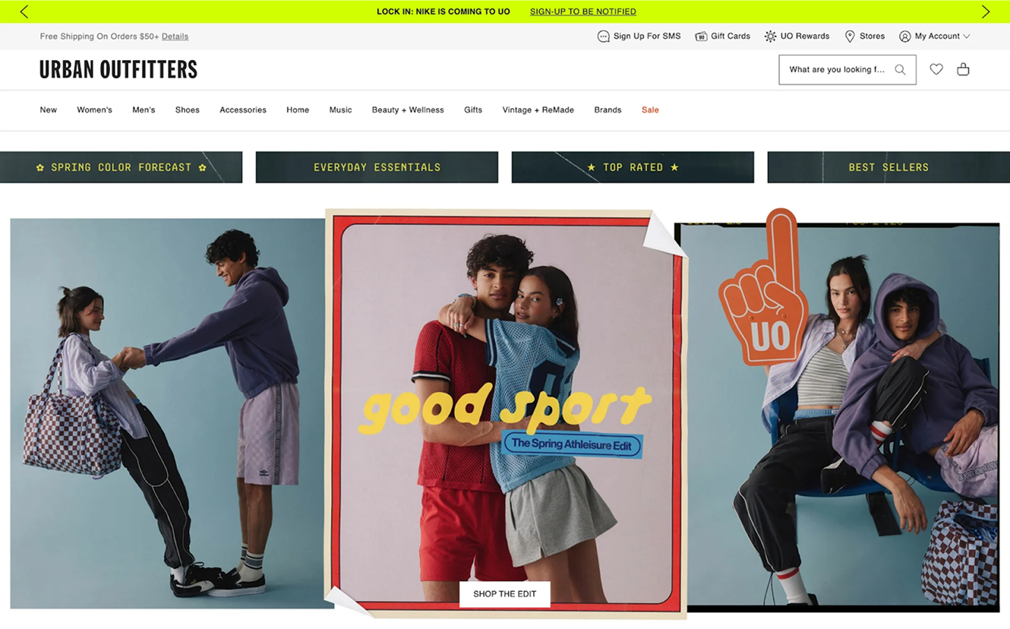 Urban Outfitters overlapping text and images