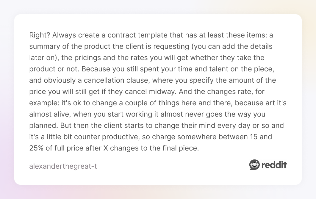 Redditor comment on pricing