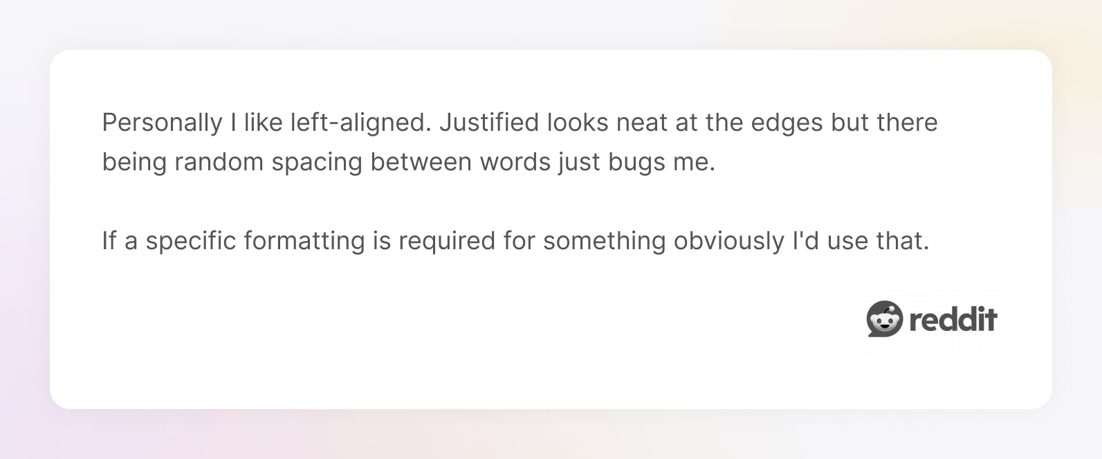 Comment from Reddit discussions