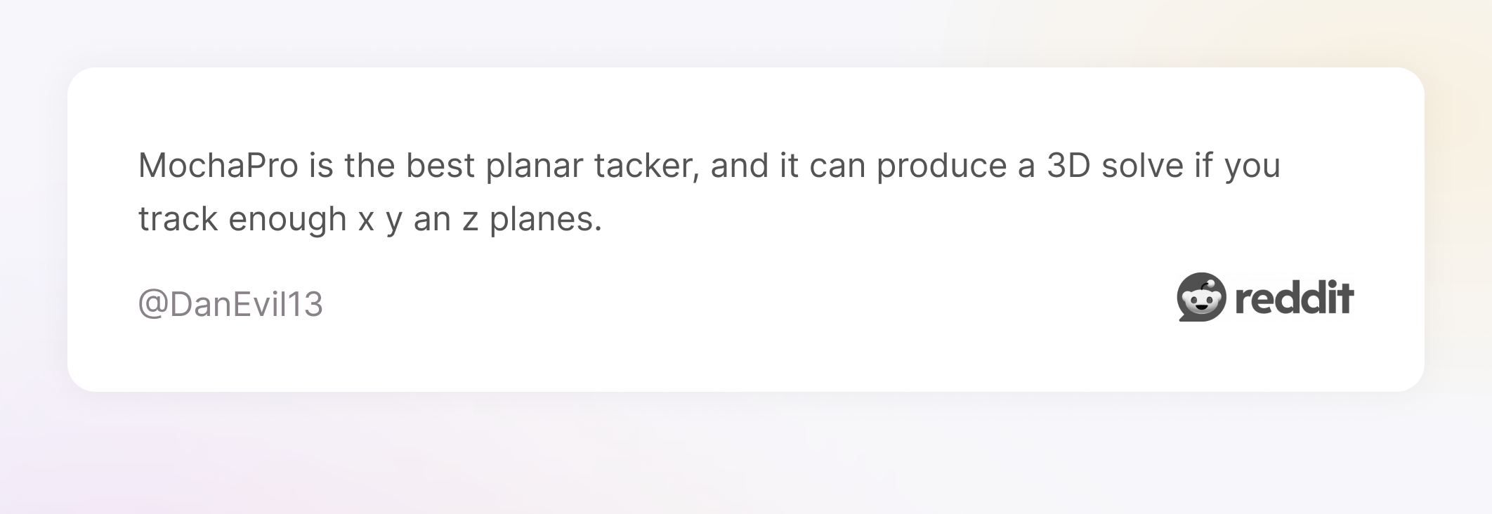 Comment on Reddit about MochaPro