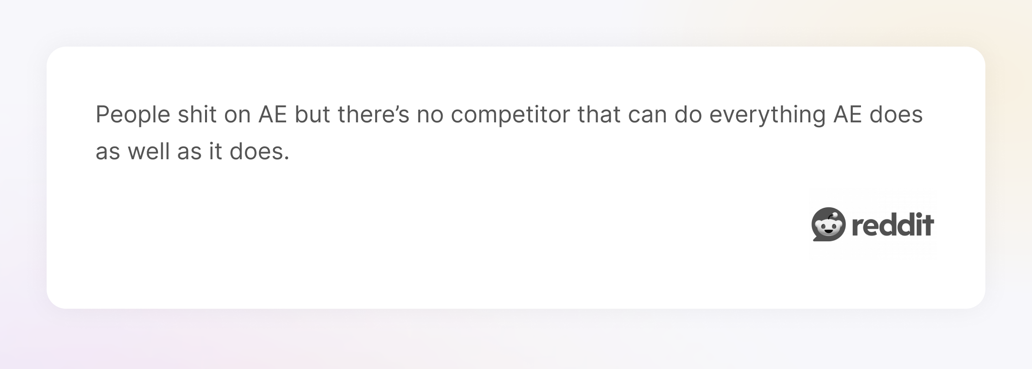 Comment on Reddit about After Effects