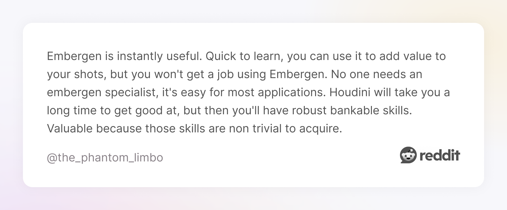 Comment on Reddit about Embergen