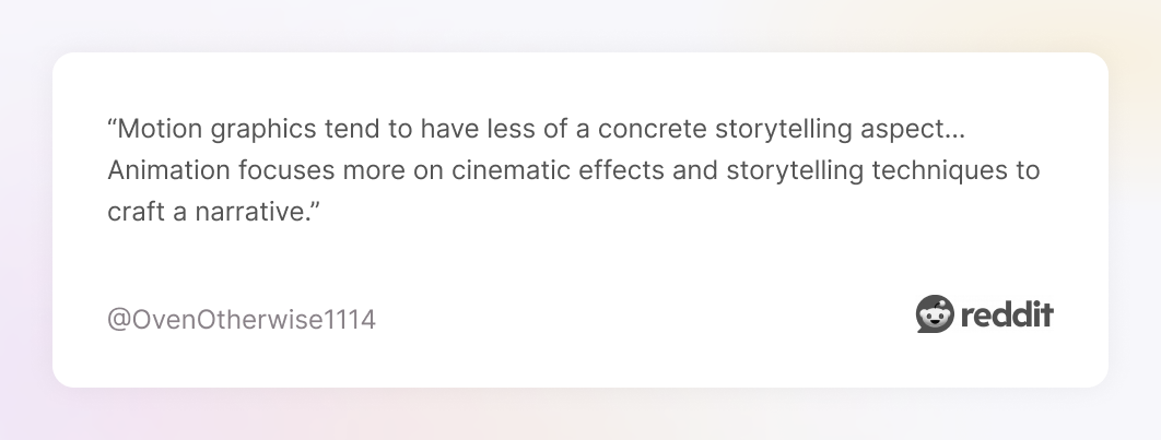 Comment on Reddit about motion graphics