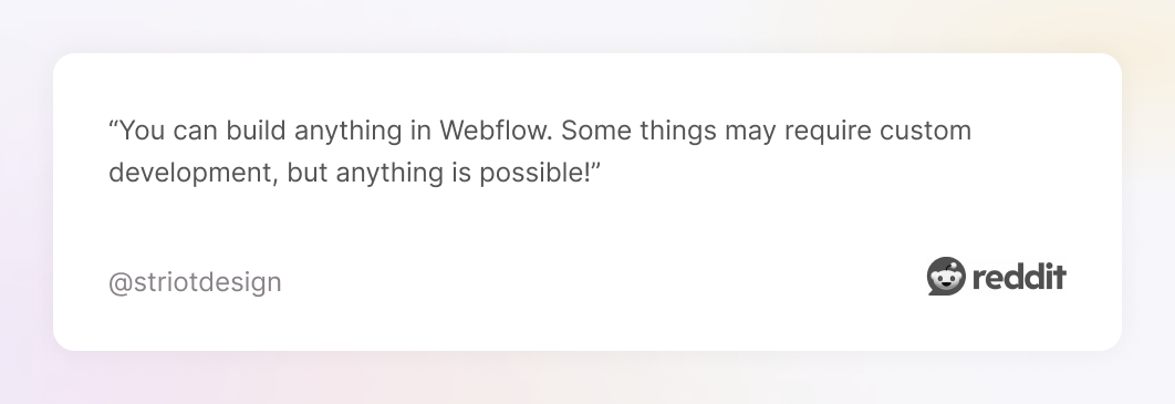Comment on Reddit about Webflow