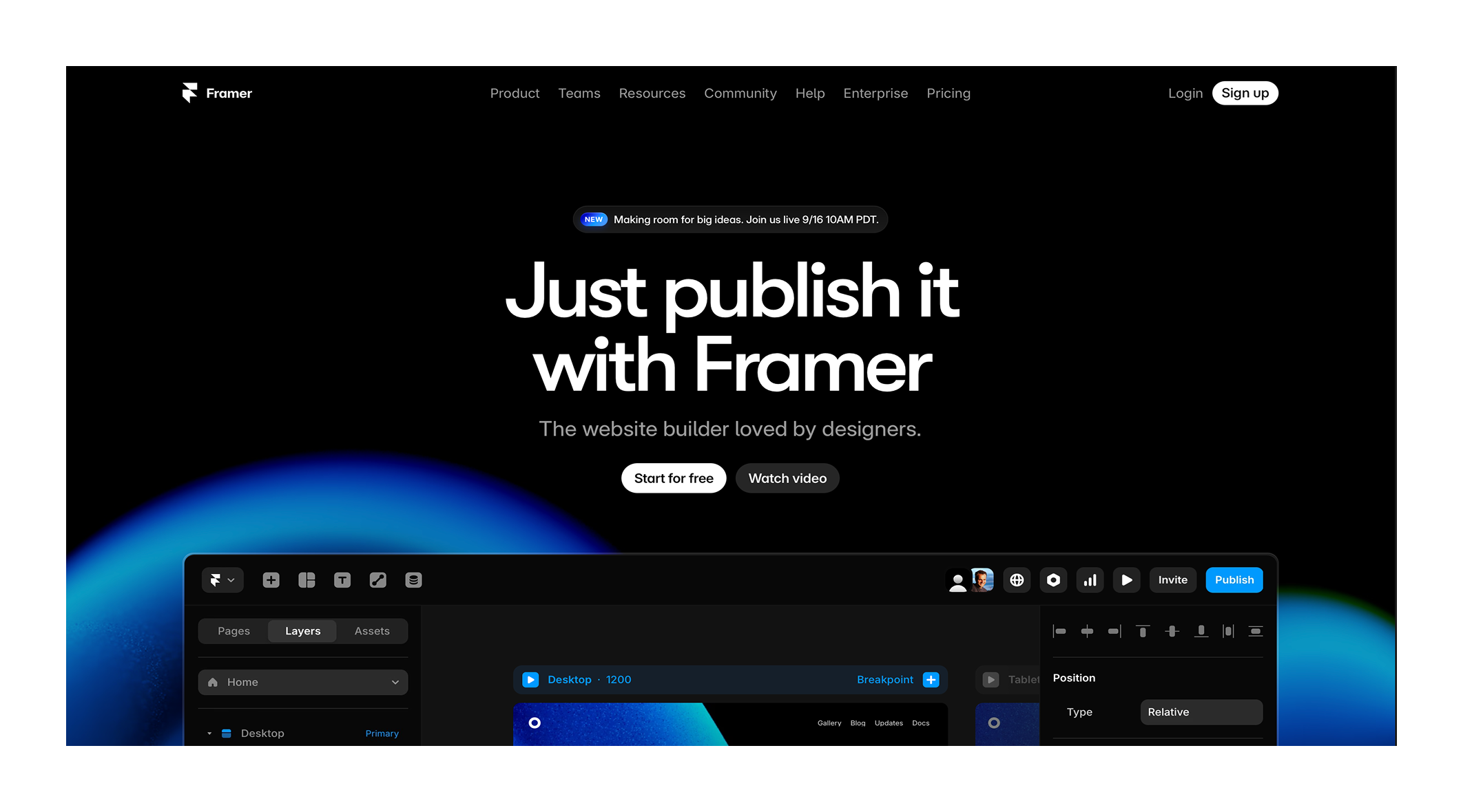 Framer Webflow website