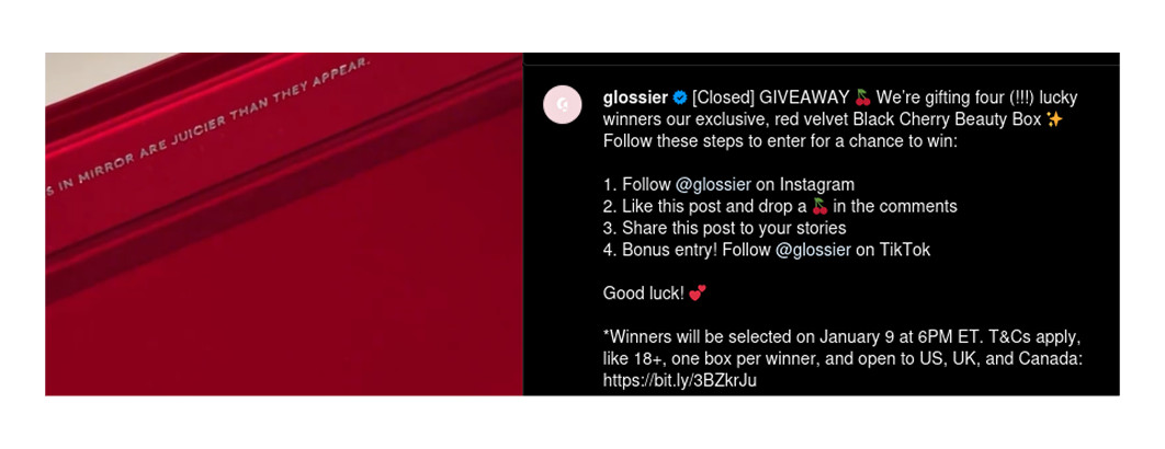 Glossier's Black Cherry Beauty Box giveaway