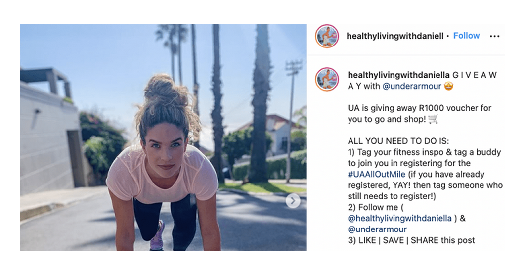 Promotional photo for an Under Armour giveaway 