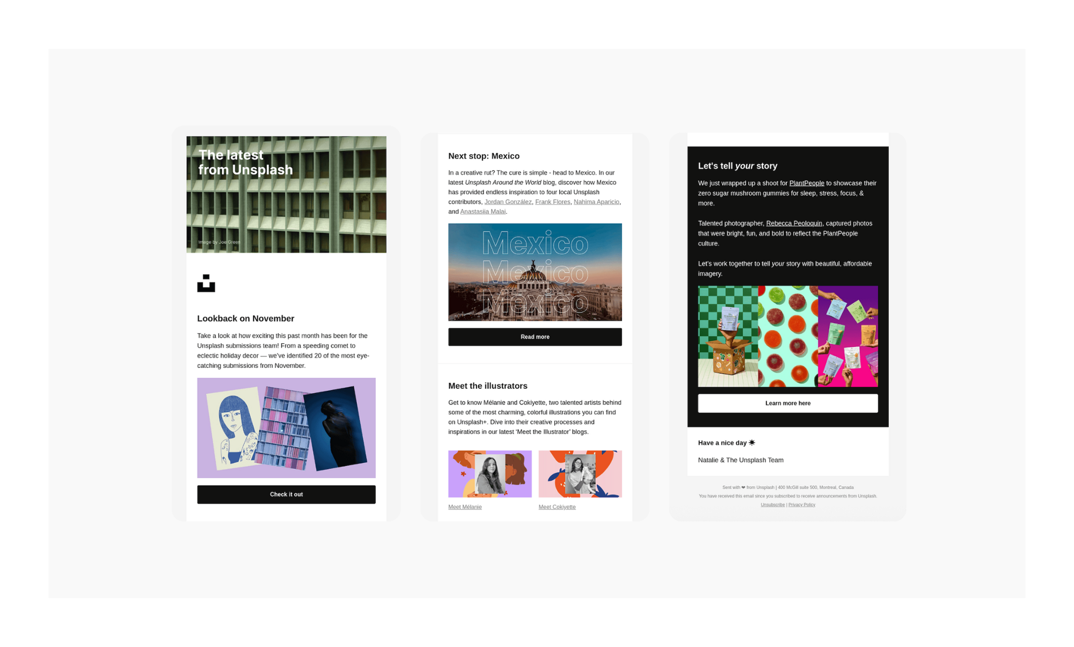 Unsplash email design