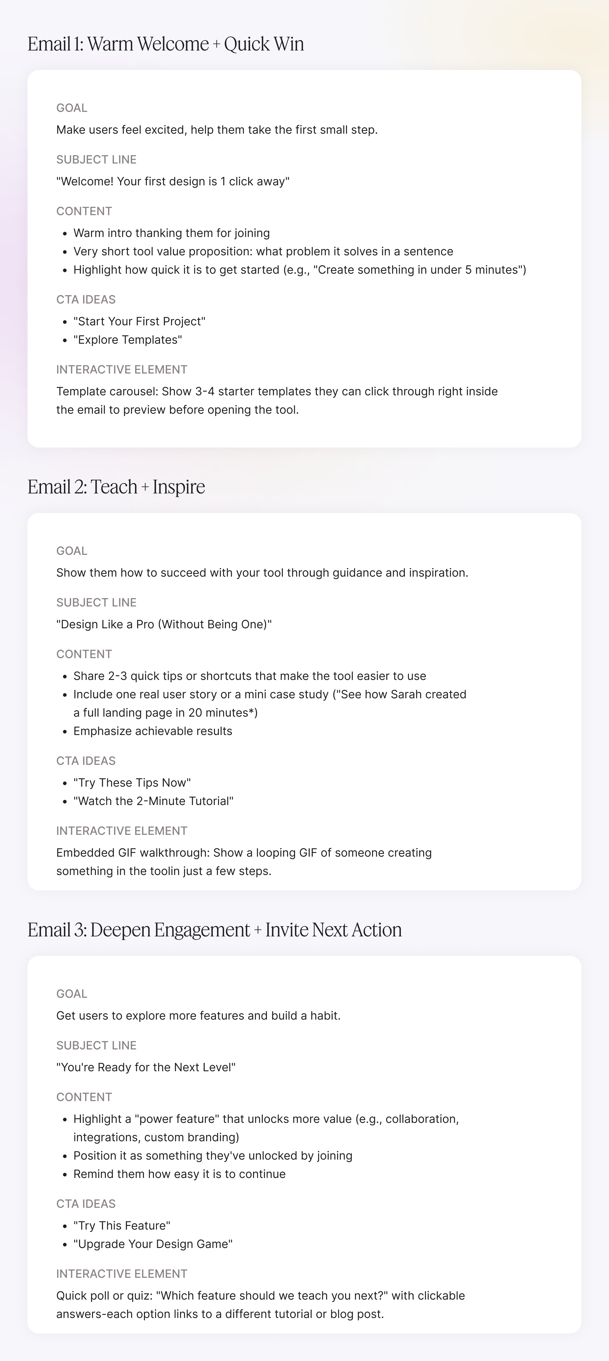 Layout & content blocks for email designs
