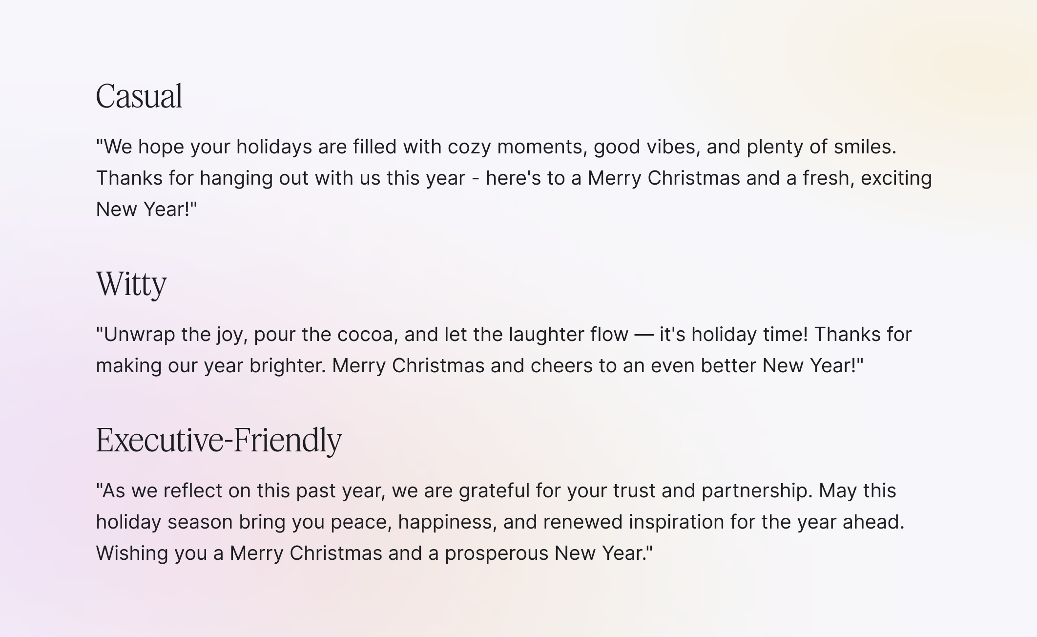 Tone & style tweaks for mails