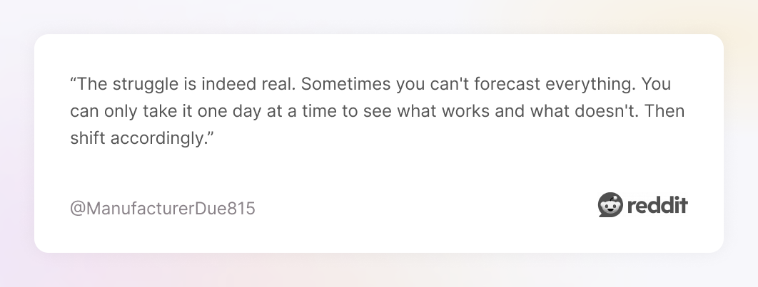 Reddit comment about struggle in social media