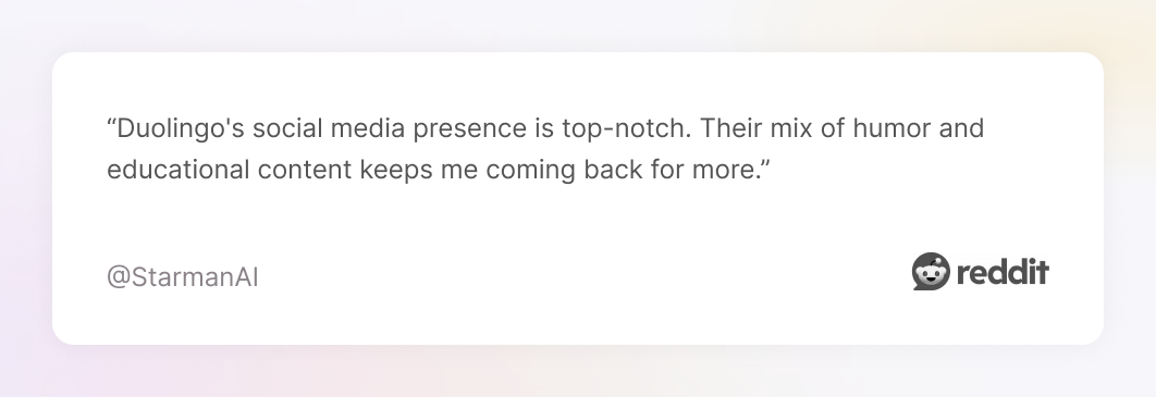 Reddit comment about Duolingo's social media