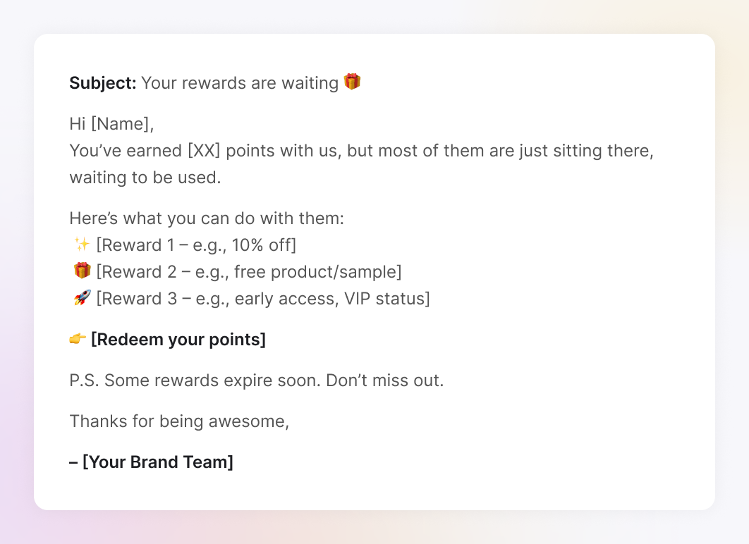 An example of the "Loyalty/rewards /points nudges"