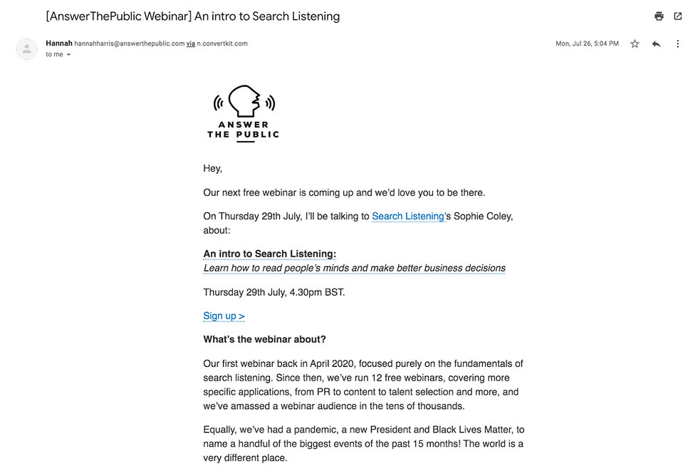 AnswerThePublic email marketing