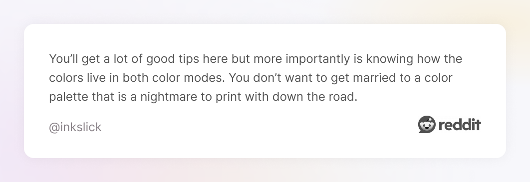 Comment on Reddit about different color modes