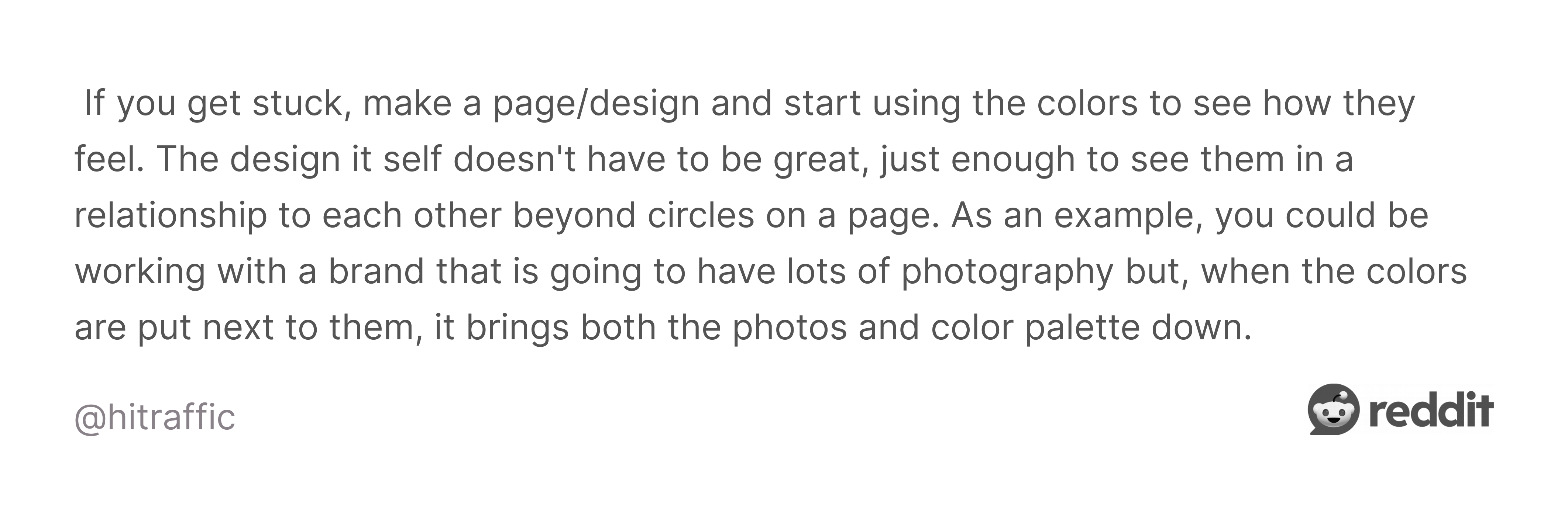 Comment on Reddit about colors in page design