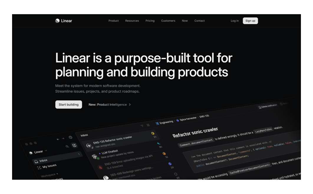 Linear's minimalist website design