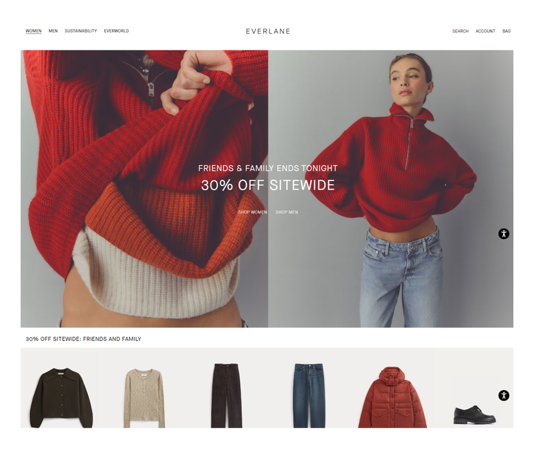 Everlane's minimalist website design