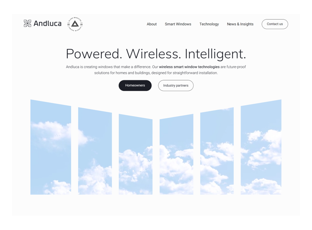 Andluca's minimalist website design