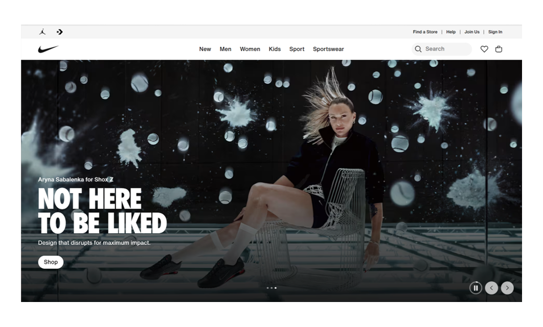 Nike minimalist website design