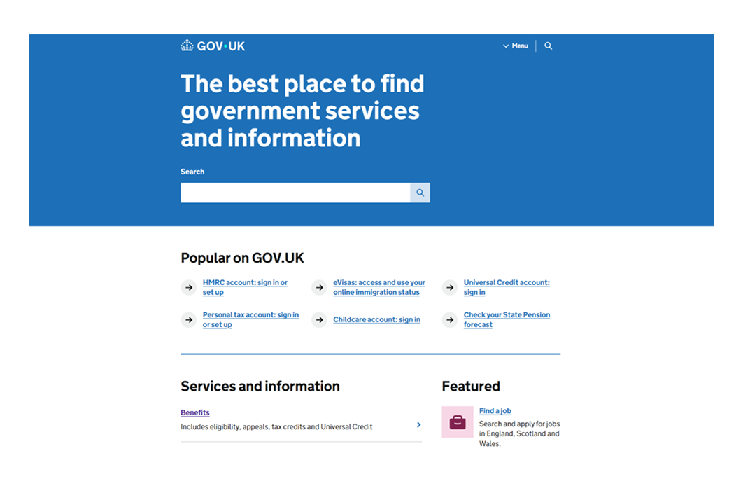Gov.uk minimalist website design