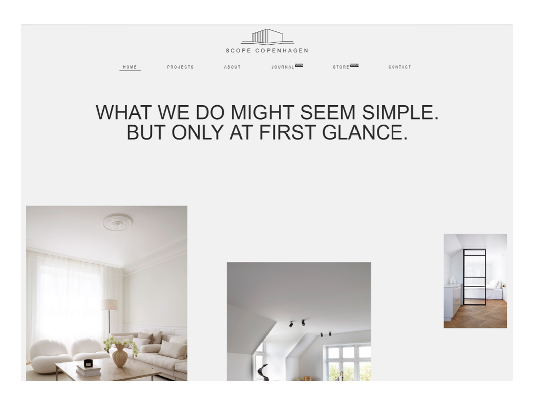 Scope Copenhagen's minimalist website design