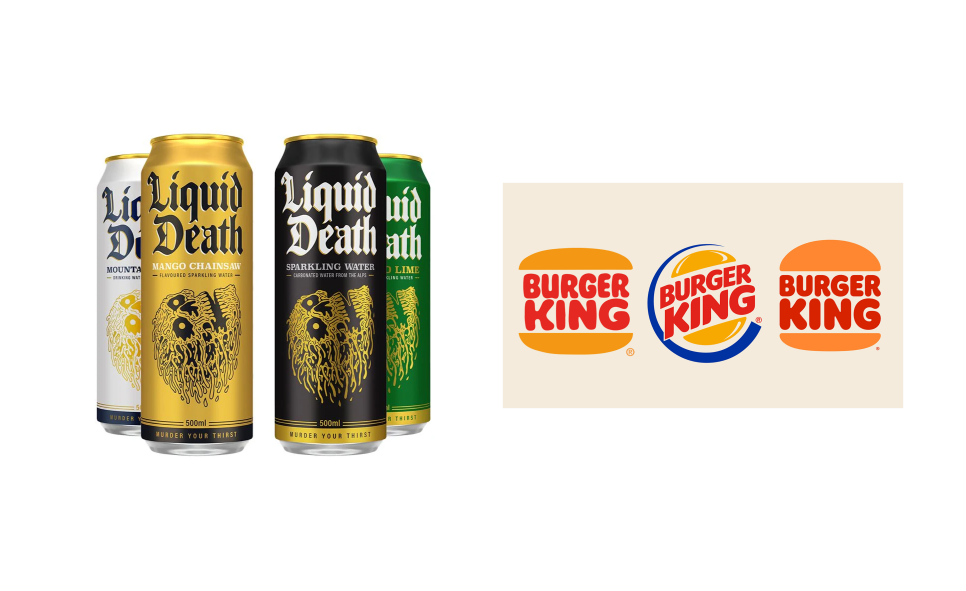 Liquid Death’s print ads and Burger King’s rebrand