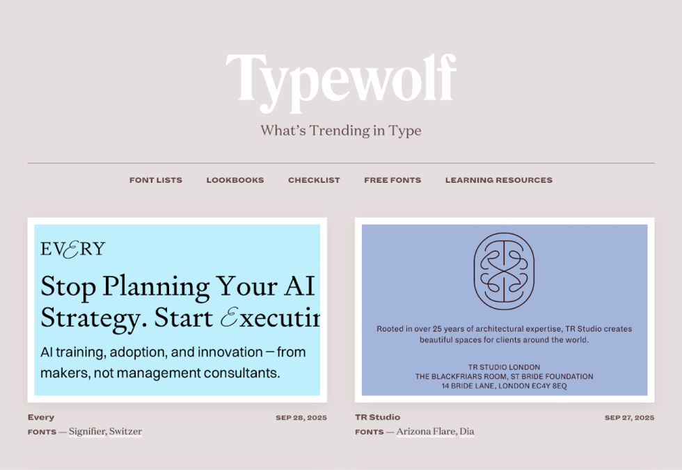 Typewolf for font discovery