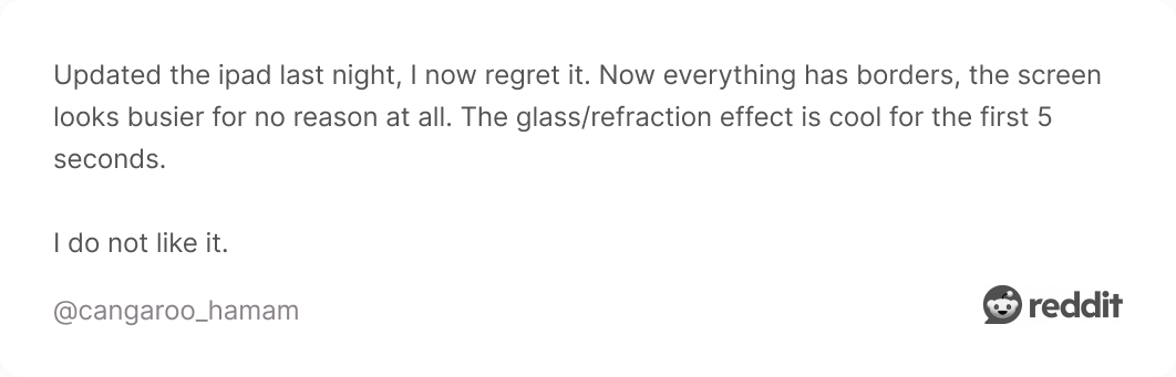 Comment on Reddit about Apple redesign