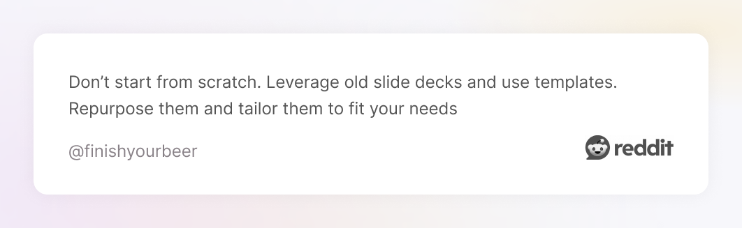 Comment on Reddit about templates for presentations